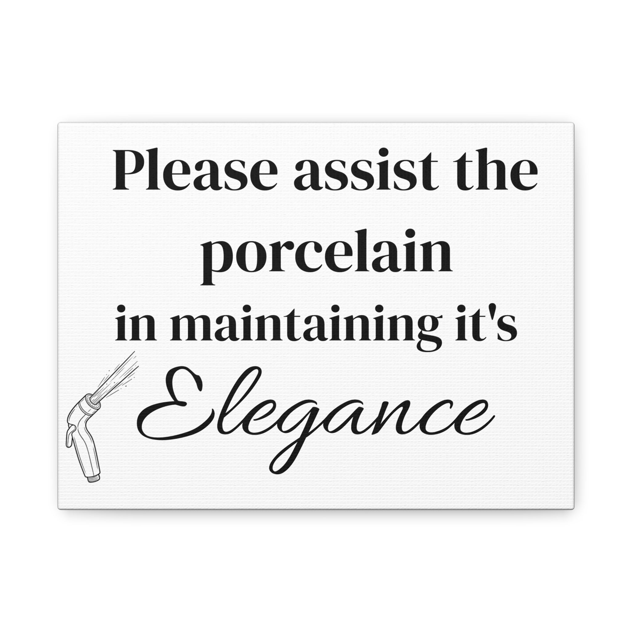 Porcelain Elegance Canvas Wall Humor— Skid Shooter Sign